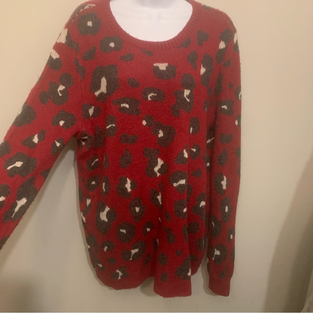 Loft Animal Print Long Sleeve Sweater SZ XL - Picture 2 of 12
